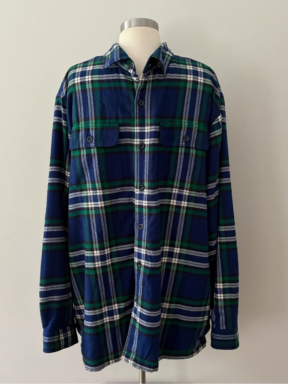 L.L. Bean Plaid Flannel Fleece-Lined Button-Down Shirt Jacket L Cabincore Rugged